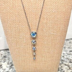 Touchstone Crystal Silver Necklace with Aurora Borealis Graduated Stones